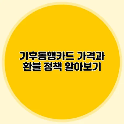 기후동행카드 가격과 환불 정책 알아보기