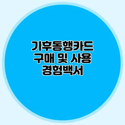 기후동행카드 구매 및 사용 경험백서