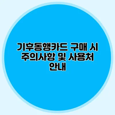 기후동행카드 구매 시 주의사항 및 사용처 안내