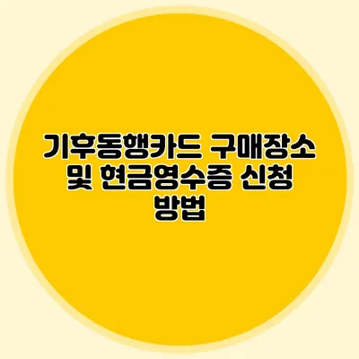 기후동행카드 구매장소 및 현금영수증 신청 방법