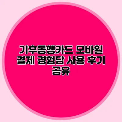 기후동행카드 모바일 결제 경험담 사용 후기 공유