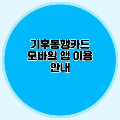 기후동행카드 모바일 앱 이용 안내