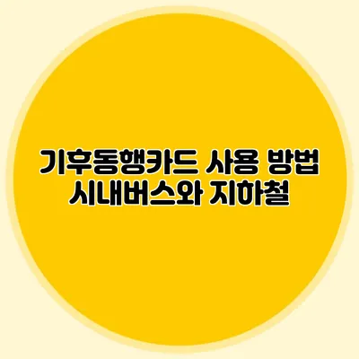 기후동행카드 사용 방법 시내버스와 지하철