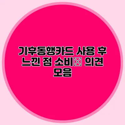 기후동행카드 사용 후 느낀 점 소비者 의견 모음