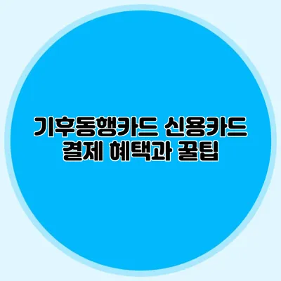기후동행카드 신용카드 결제 혜택과 꿀팁