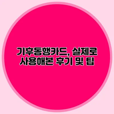 기후동행카드, 실제로 사용해본 후기 및 팁