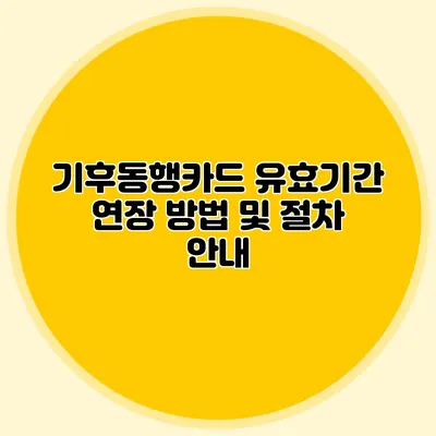 기후동행카드 유효기간 연장 방법 및 절차 안내