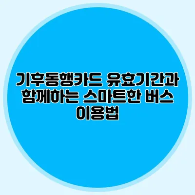 기후동행카드 유효기간과 함께하는 스마트한 버스 이용법