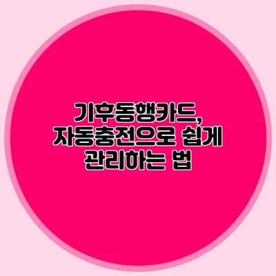 기후동행카드, 자동충전으로 쉽게 관리하는 법