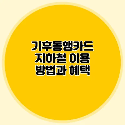 기후동행카드 지하철 이용 방법과 혜택
