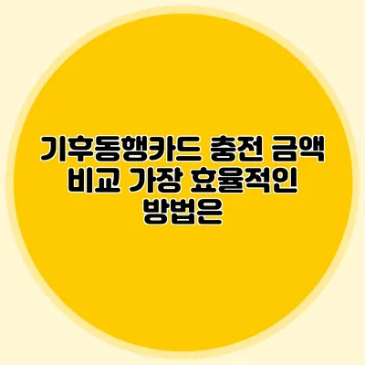 기후동행카드 충전 금액 비교 가장 효율적인 방법은?