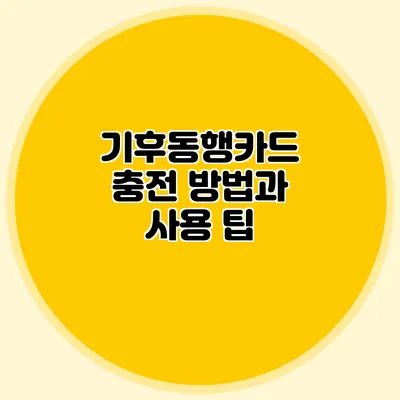 기후동행카드 충전 방법과 사용 팁