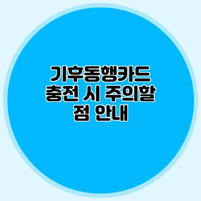 기후동행카드 충전 시 주의할 점 안내