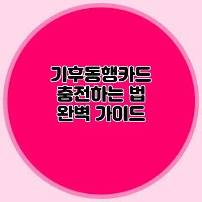기후동행카드 충전하는 법 완벽 가이드