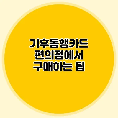 기후동행카드 편의점에서 구매하는 팁