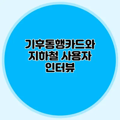 기후동행카드와 지하철 사용자 인터뷰