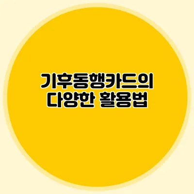 기후동행카드의 다양한 활용법