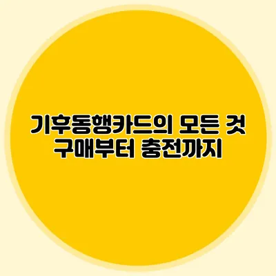 기후동행카드의 모든 것 구매부터 충전까지