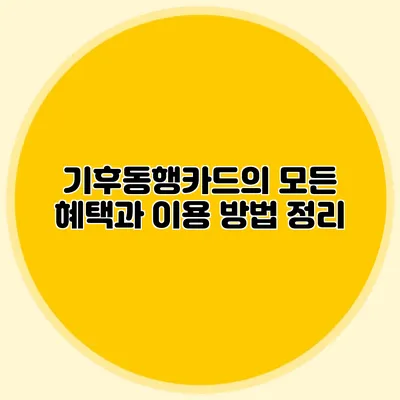 기후동행카드의 모든 혜택과 이용 방법 정리
