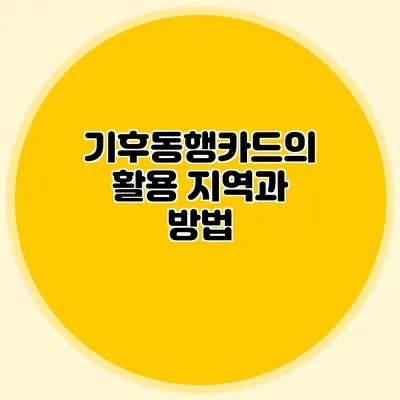 기후동행카드의 활용 지역과 방법