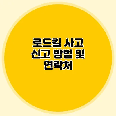 로드킬 사고 신고 방법 및 연락처