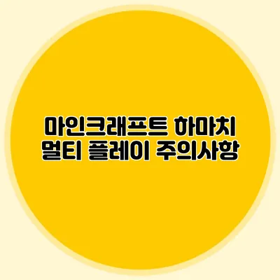 마인크래프트 하마치 멀티 플레이 주의사항