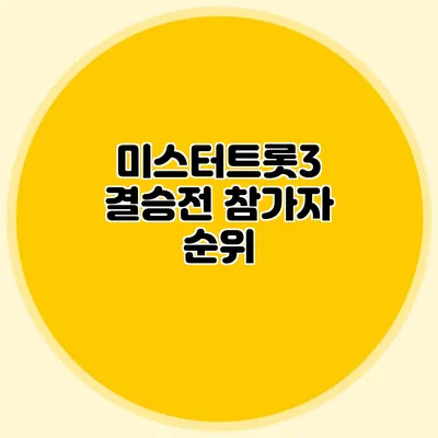 미스터트롯3 결승전 참가자 순위