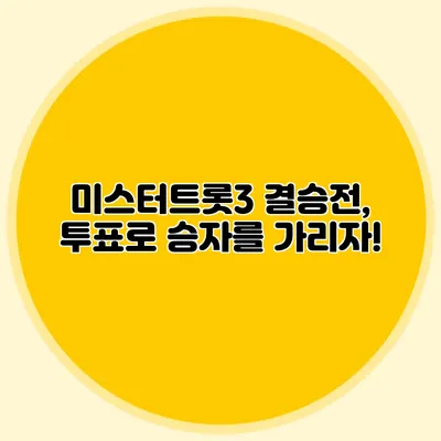 미스터트롯3 결승전, 투표로 승자를 가리자!