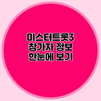 미스터트롯3 참가자 정보 한눈에 보기
