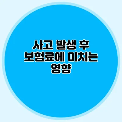 사고 발생 후 보험료에 미치는 영향