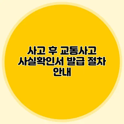 사고 후 교통사고 사실확인서 발급 절차 안내