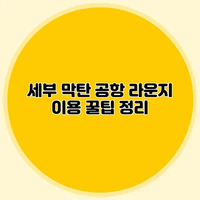 세부 막탄 공항 라운지 이용 꿀팁 정리