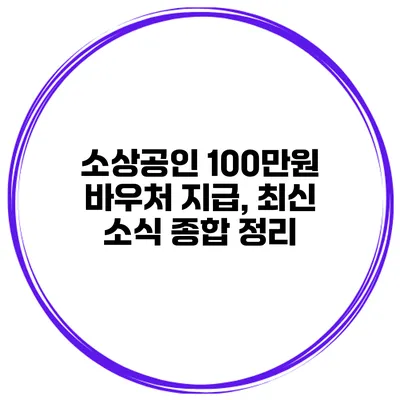 소상공인 100만원 바우처 지급, 최신 소식 종합 정리