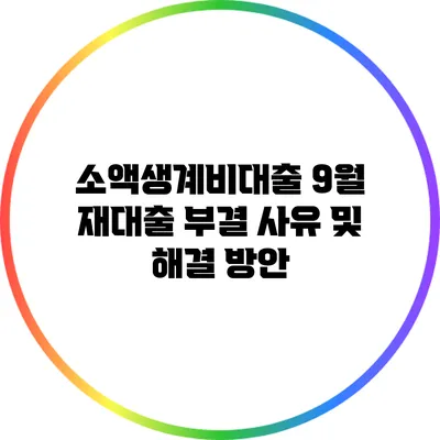 소액생계비대출 9월 재대출 부결 사유 및 해결 방안