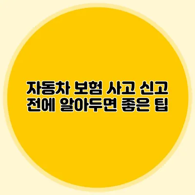 자동차 보험 사고 신고 전에 알아두면 좋은 팁
