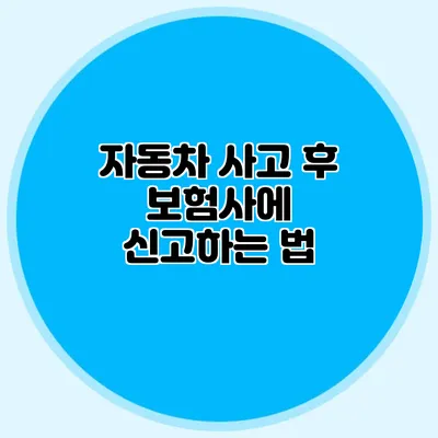 자동차 사고 후 보험사에 신고하는 법