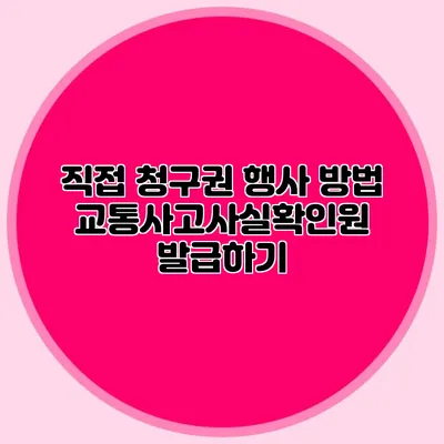직접 청구권 행사 방법 교통사고사실확인원 발급하기