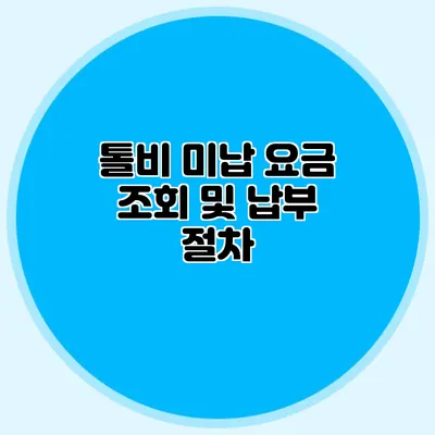 톨비 미납 요금 조회 및 납부 절차