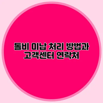 톨비 미납 처리 방법과 고객센터 연락처