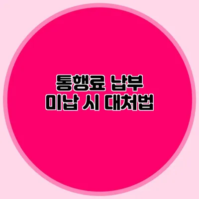 통행료 납부 미납 시 대처법