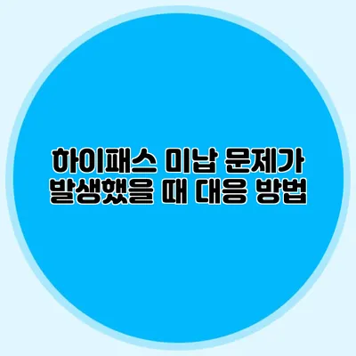 하이패스 미납 문제가 발생했을 때 대응 방법