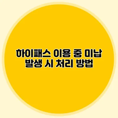 하이패스 이용 중 미납 발생 시 처리 방법