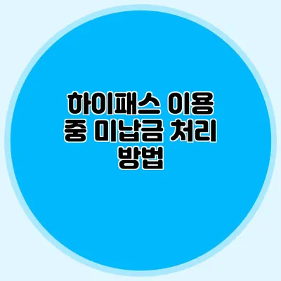 하이패스 이용 중 미납금 처리 방법
