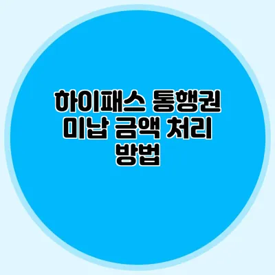 하이패스 통행권 미납 금액 처리 방법