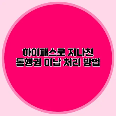 하이패스로 지나친 통행권 미납 처리 방법