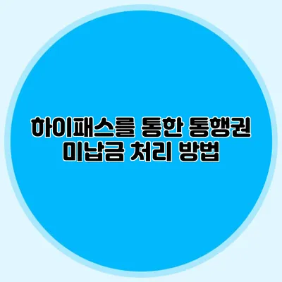 하이패스를 통한 통행권 미납금 처리 방법