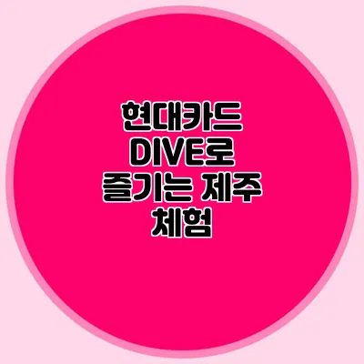 현대카드 DIVE로 즐기는 제주 체험
