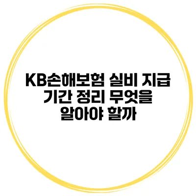KB손해보험 실비 지급 기간 정리 무엇을 알아야 할까?