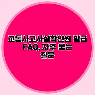 교통사고사실확인원 발급 FAQ, 자주 묻는 질문