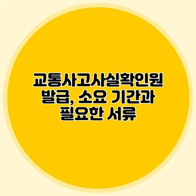 교통사고사실확인원 발급, 소요 기간과 필요한 서류